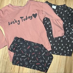 Zara Girls 2 Long Sleeve Pink & Gray Tees Sz 6